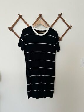 Monrow Black Knit Dress with White Trim